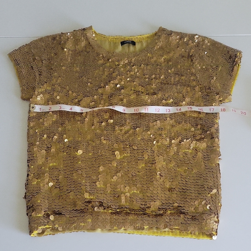 J. Crew Gold Sequin Short Sleeve Tee